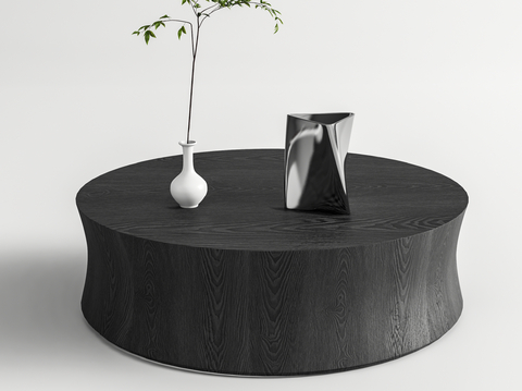 圆形茶几 实木茶几su模型