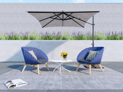  户外椅 休闲椅 庭院椅 桌几 遮阳伞su模型 