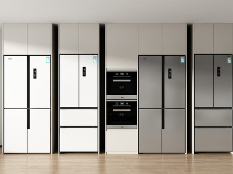  双开门冰箱 智能冰箱 蒸烤箱su模型 