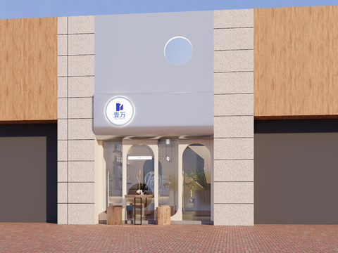  现代奶茶店 甜品店su模型 