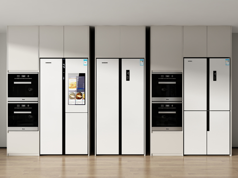  双开门冰箱 智能冰箱 蒸烤箱su模型 