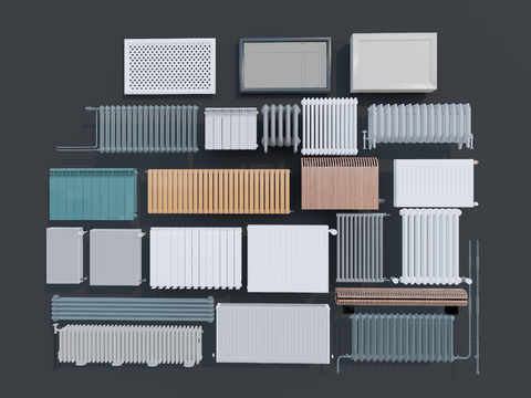  暖气管 暖气片 散热片 取暖器su模型 