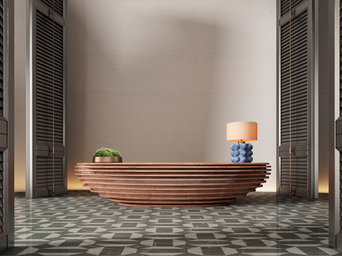  现代接待台 前台 水吧台su模型 