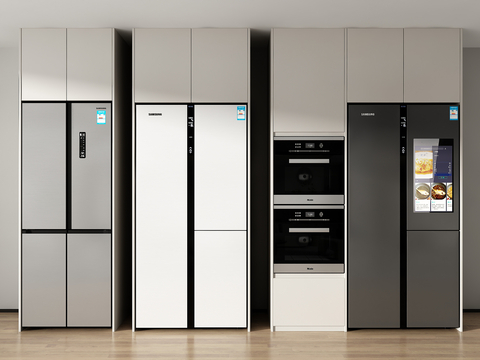  双门冰箱 智能冰箱 蒸烤箱su模型 