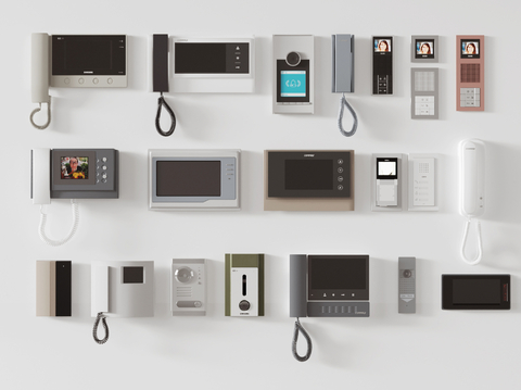  可视电话门禁 监控 门禁机su模型 