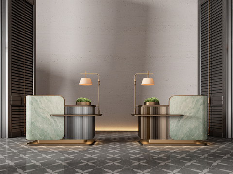  售楼处大堂 接待台 前台su模型 