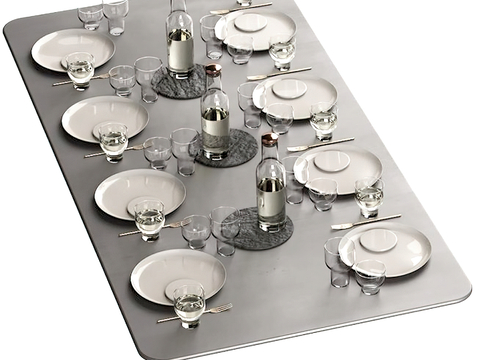  现代餐具 叉子 水杯su模型 