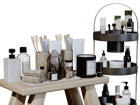  洗漱用品 洗发水 香薰 沐浴露su模型 