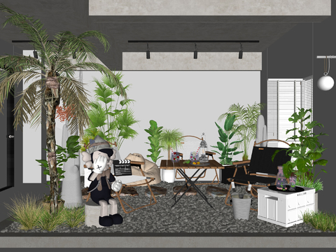  露营帐篷 户外桌椅su模型 