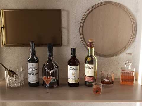  酒水 洋酒 酒瓶 酒具 醒酒器su模型 