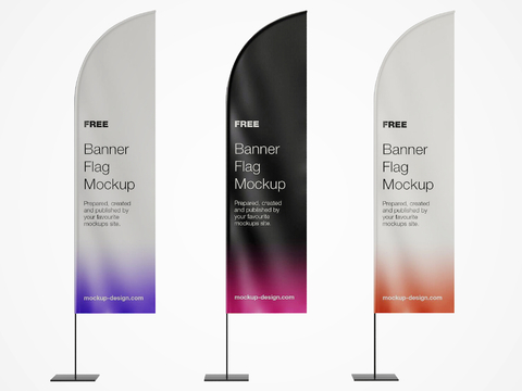  现代广告旗 道旗 旗帜su模型 