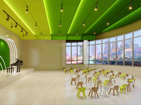  现代幼儿园 多功能室 音乐教室su模型 