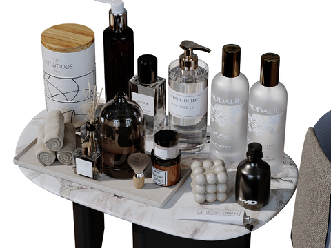  洗漱用品 洗发水 沐浴露 毛巾su模型 