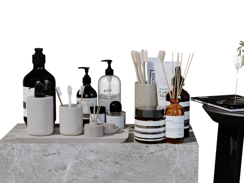  洗漱用品 洗发水 沐浴露 牙膏su模型 