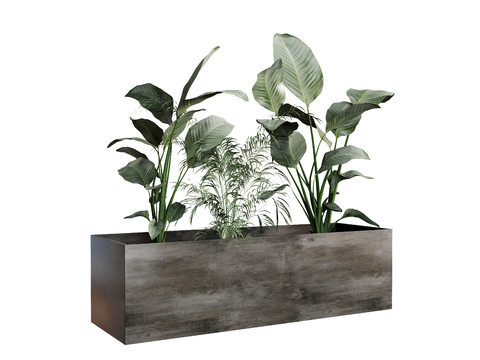  户外花箱 花槽 花钵su模型 