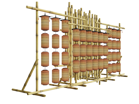 灯笼排架 脚手架su模型 