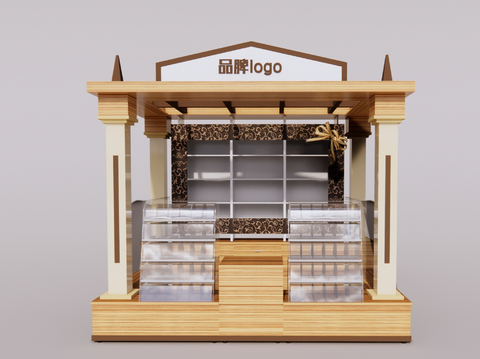  售卖亭 货架 展架su模型 