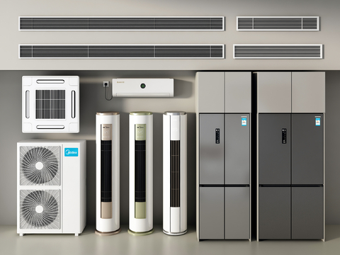  空调 冰箱 空调出风口su模型 