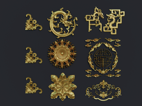  中式雕花 浮雕 龙纹su模型 