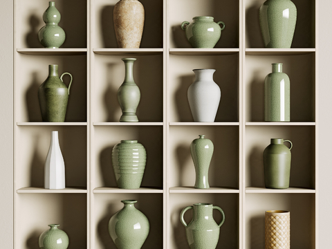  新中式器皿 陶罐 罐子 瓷器su模型 