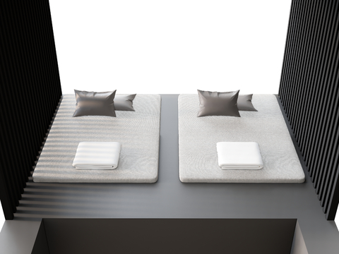  床垫 沙滩床 枕头su模型 