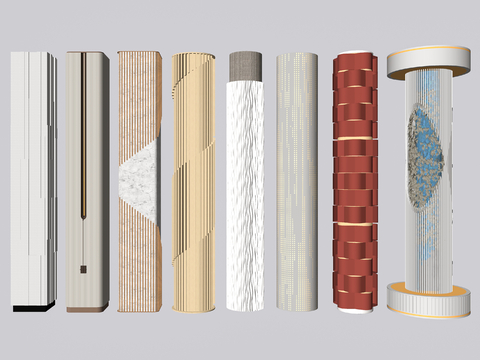  现代异形柱子 创意包柱子su模型 