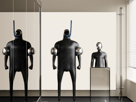 现代人物雕塑 雕塑装置su模型