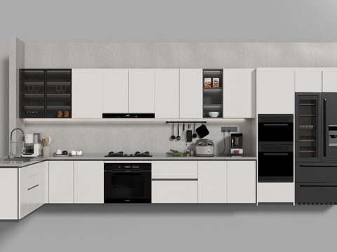  现代橱柜 集成灶su模型 