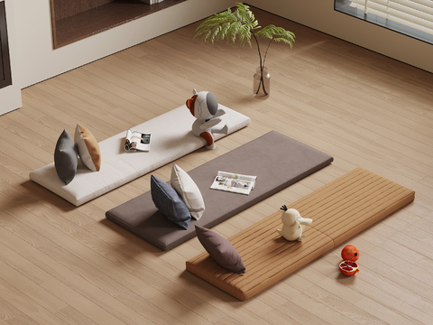  现代飘窗坐垫su模型 