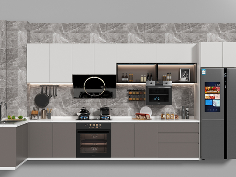  现代橱柜 集成灶su模型 