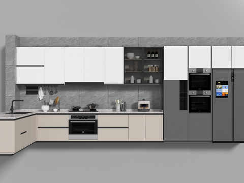  现代厨房 橱柜su模型 