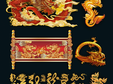  新中式金龙浮雕 雕刻 雕花su模型 