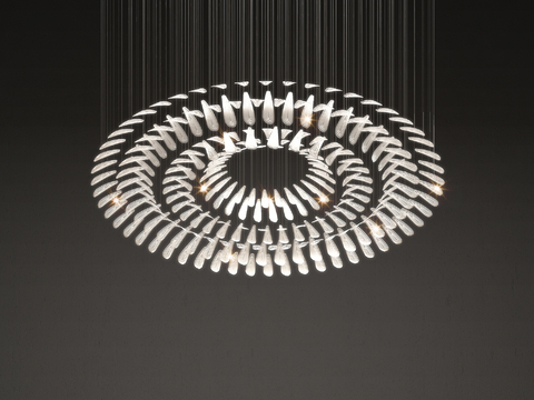  大型水晶吊灯 羽毛吊灯su模型 