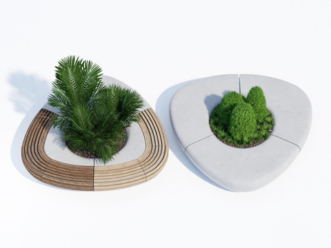  现代景观树池 异形花池su模型 