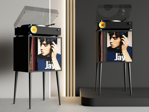  现代音响 黑胶唱片机 留声机su模型 