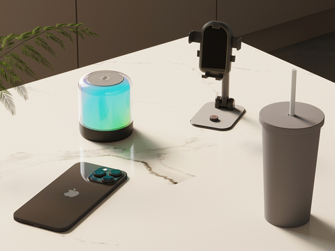  手机 音响 水杯 手机支架su模型 