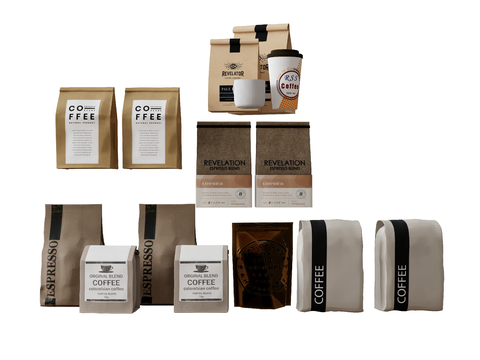  咖啡豆 咖啡袋 咖啡杯su模型 