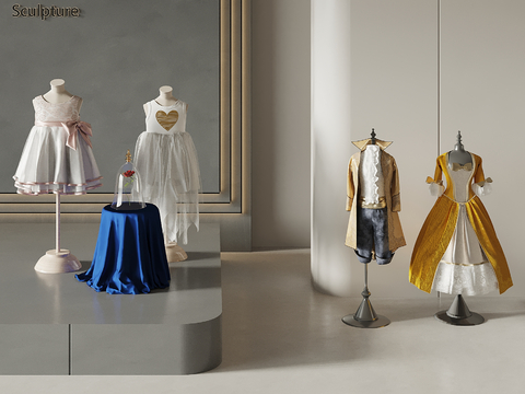  现代儿童服装 裙子su模型 