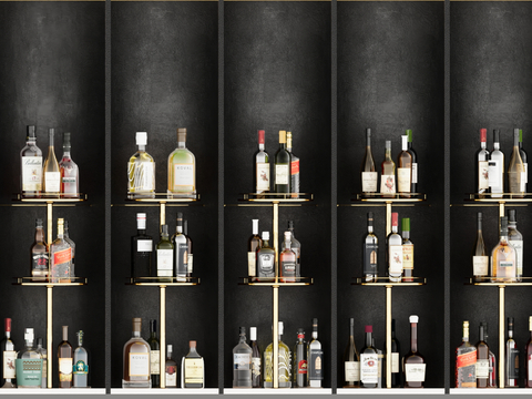  酒水 酒瓶 红酒su模型 