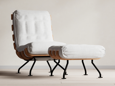  中古风躺椅su模型 