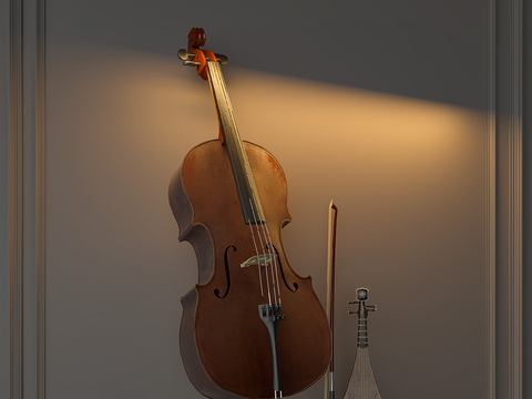  吉他 乐器 琵琶 音乐器材su模型 