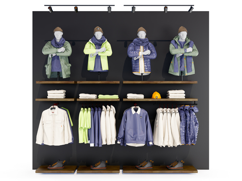  羽绒服 服装架展示su模型 