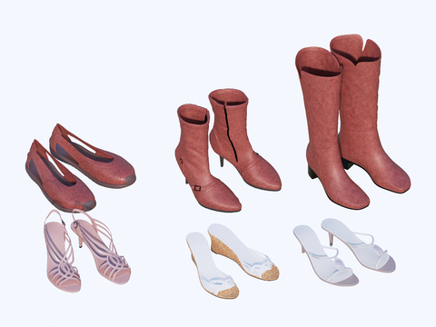  女士高跟鞋 凉鞋 靴子 平底鞋su模型 