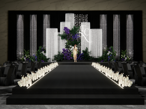  极简婚宴 婚礼现场su模型 