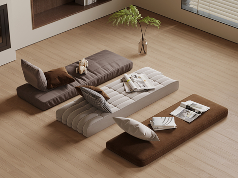  现代飘窗坐垫su模型 