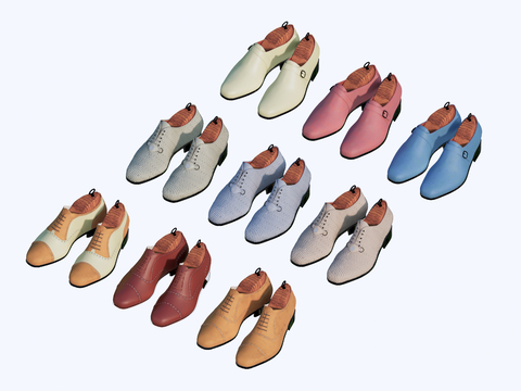  男士皮鞋 休闲鞋 皮鞋 鞋子su模型 