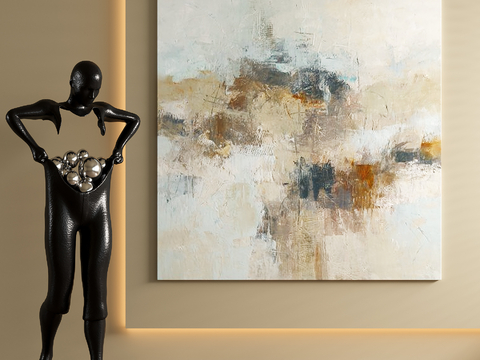  中古风装饰画 挂画su模型 