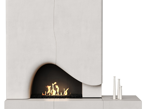  异形雾化壁炉背景su模型 