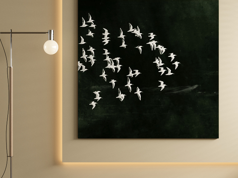  中古风装饰画 挂画su模型 