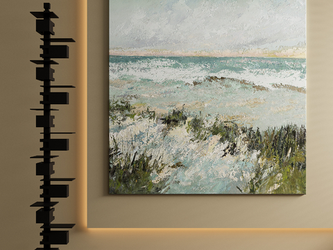  中古风装饰画 挂画su模型 